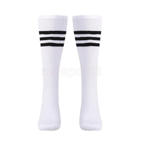 Black Stripe on White Knee High Athletic Sock