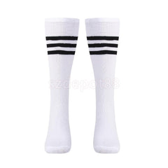 Black Stripe on White Knee High Athletic Sock