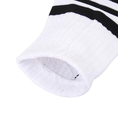 Black Stripe on White Knee High Athletic Sock